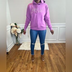 NWOT FILA Women's Logo Embroidered Long Sleeve Hoodie Mulberry